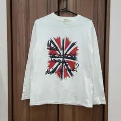THRUXTON　白の長袖Tシャツ　メンズM　綿100％　ビッグプリント