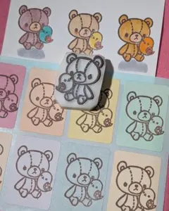 消しゴムはんこ ハンドメイド スタンプ ほぼ日手帳 くまと小鳥