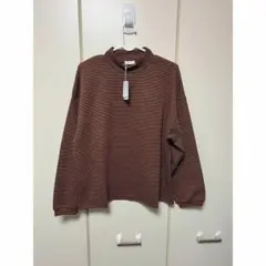 新品　INOLVE ミジンボーダー　ハイネック　ロンT ブラウン