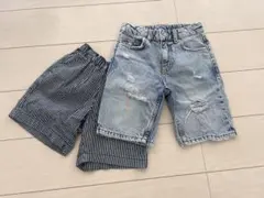 ZARA GUストライプ・デニム ハーフパンツ 2点セット ペイント クラッシュ
