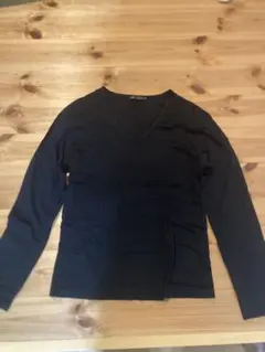 MEN'S MELROSE ブラック Vネック長袖カットソー