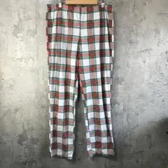 Y5606古着　チェックパンツ　パジャマパンツ　白　赤　青　緑　黄