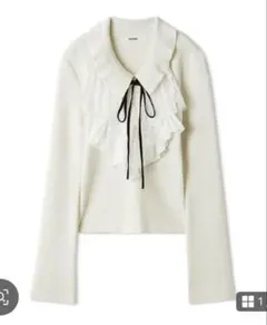 snidel Sustainableレイヤードラッフルニットプルオーバー　白