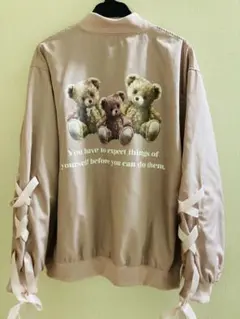 熊クマくまテディベアブルゾンジャンパーリボン薄手病みかわ量産型地雷ゴスロリ