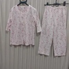 NOBLE ELLE 花柄パジャマセットS 薄ピンク ノーブルエル 前開き