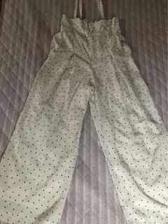 セシルマクビー　アイボリー ドット柄 サロペット Mサイズ