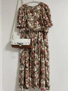 昭和レトロ 花と麦わら帽子のワンピース 日本製 Barmarne JOYFUL