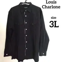【ルイシャブロン / 3L】メンズ 長袖 シャツ / ブラック