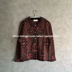 極美品　vintage 総刺繍　レトロカーディガン　昭和　 蝶々　立体　ニット 90s COOGI クージー 3Dニットカーディガン 総柄ニット 黄色 M | 古着屋 Uan