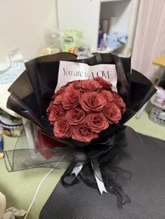 赤い造花の花束 メッセージカード付き