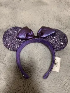 ミニー耳付きスパンコールカチューシャ 紫色