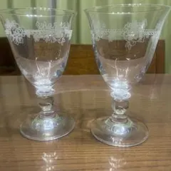 WEDGWOOD エッチング装飾 ワイングラス 2個セット