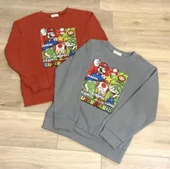 美品 バンダイ スーパーマリオ トレーナー 2点 140オレンジ　グレー色