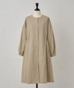 美品】BEARDSLEY ビアズリー ウエストギャザー コート グレージュ