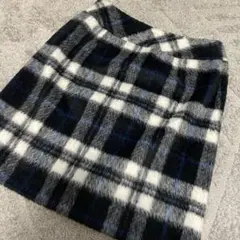 チェック台形スカート　黒・白・青