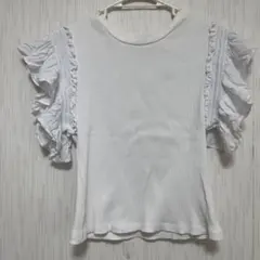 ザラ フリル袖 ホワイト Tシャツ