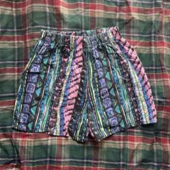 vintage 幾何学模様 マルチカラーハーフパンツ
