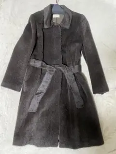 アルパカロングコート　フォックスファー付き