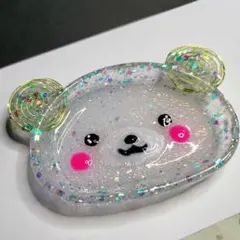 412熊さんキラキラトレイ レジンのサムネイル