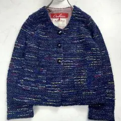 COOHEM ノーカラージャケット 38 ツイードジャケット 米富ツイード Coohem COOHEM（コーヘン） ノーカラー ニットツイード