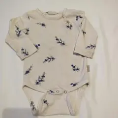 petit piao 6m 植物柄ロンパース・長袖・クリーム色