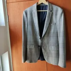 ZARA　グレーorブラウン系 チェック柄 テーラードジャケット
