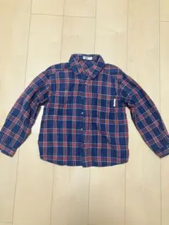 長袖　チェック　シャツ　紺色　120 ブランシェス