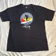 ステューシー　stussy サーフプリントtシャツブラックフェード　ヴィンテージ