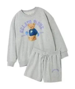 ジェラートピケ スポーティーベア裏毛プルオーバー＆裏毛ショートパンツセット