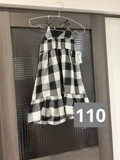 新品 キッズ キャミソールワンピース 110cm ギンガムチェック　ブラックのサムネイル