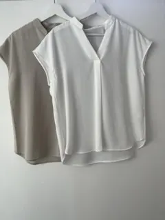 シャツ ホワイト ベージュ 2枚セット