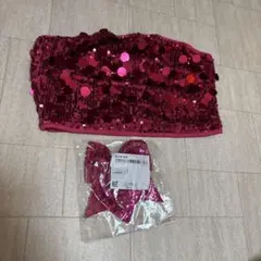 SHEIN スパンコール ベアトップ チューブトップ リボン