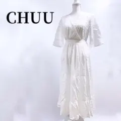 CHUUチューVネックスカラップ刺繍パンチングコットンレースワンピースホワイトのサムネイル