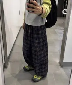 の*ぐ様 パジャマパンツ チェックパンツ 極太 00s cityboy 美品 レ