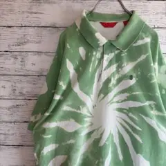 古着 IZOD アイゾッド ポロシャツ リメイク ブリーチ タイダイ 黄緑 XLのサムネイル