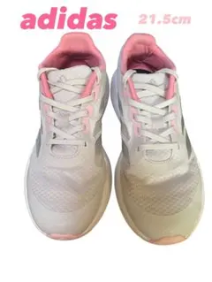 adidas グレーとピンクのキッズスニーカー