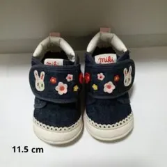 ミキハウス MIKI HOUSE ベビー靴 11.5cm　うさぎ　花柄