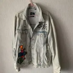 ZARA グラフィティデニムジャケット L