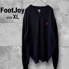 【極美品】FootJoy ウール長袖ニット Vネックセーター XL ネイビー