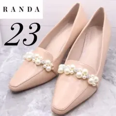 【69】【極美品】RANDAランダ　パール　スクエアパンプス23ピンク