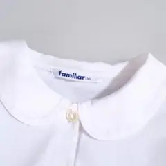 【美品】ファミリア 日本製 丸襟 長袖ポロシャツ 130 お受験や冠婚葬祭に◎