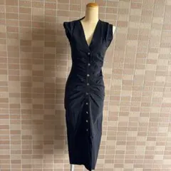 ZARA ギャザーディテール入りミディ丈ワンピース　サイズ:ＸＳ