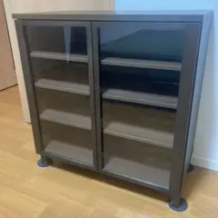 無印良品　ブラウン木製キャビネット ガラス扉