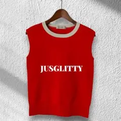 美品 JUSGLITTY 配色ノースリーブニット サイズ2のサムネイル