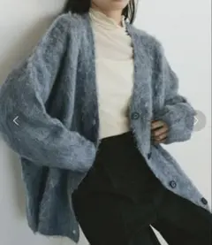 VANNIE U ミックスシャギーオーバーカーディガン　ブルーのサムネイル