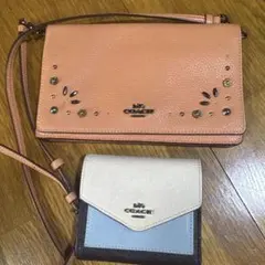 COACH ピンク ショルダー型お財布と財布のセット