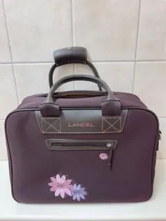LANCEL パープル ボストンバッグ 花刺繍のサムネイル