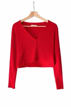 WEGO 赤 クロップド 長袖 カーディガン
