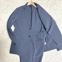 美品✨ ニューバランス セットアップ スーツ 伸縮性 洗濯可 ブルーグレー L