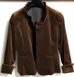 ベルベット テーラードジャケット ブラウン Mサイズ お洒落な襟元